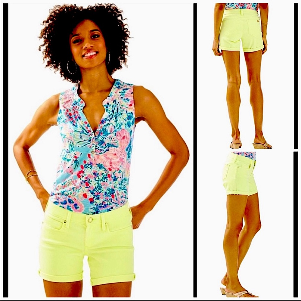 EUC Lilly Pulitzer South Ocean Shorts, 12, light neon yellow